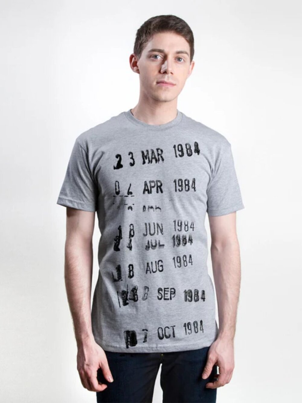 Out of Print Gray Short Sleeve Graphic Date-Stamp Tee